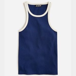 JCrew Vintage rib high-neck cutaway tank top with contrast trim